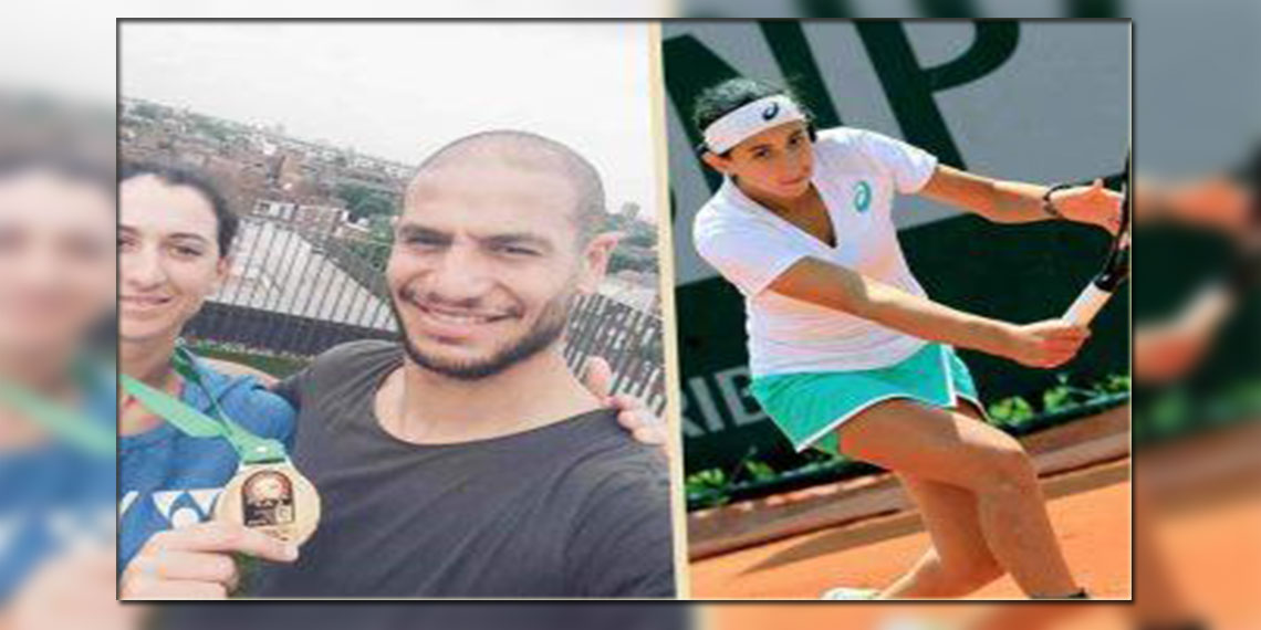 النجم الدولي الجزائري عدلان قديورة رفقة لاعبة التنس ايناس ايبو